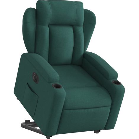 Fauteuil relax TV fonction de levage électrique très confortable en tissu vert foncé DEC028606 (1/5)