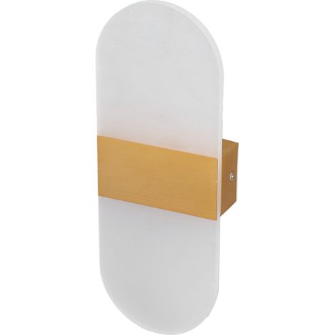 Applique murale LED en acrylique 360° (orientable haut/bas), 6 W, lumière chaude, style moderne, idéale pour couloir, chambre, restaurant, 90-265 V, couleur or. (1/5)
