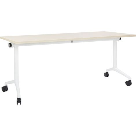 Foldable Office Desk CAVI Light Brown 180 cm 60 cm with Wheels (1/5)