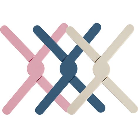 3 dessous-de-plat triangulaires pliables en silicone, antidérapants, résistants à la chaleur jusqu'à 220°C, gain de place optimal (1/5)