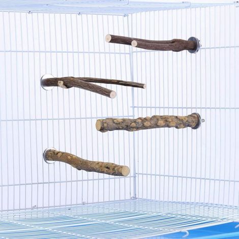 Lot de 4 perchoirs en bois naturel pour perroquet (1/5)