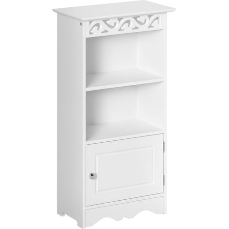 Mobiletto da terra  e un Armadietto 2 Ripiani Anta in MDF Bianco Bagno MDF 40L x 23P x 80A cm Bianco