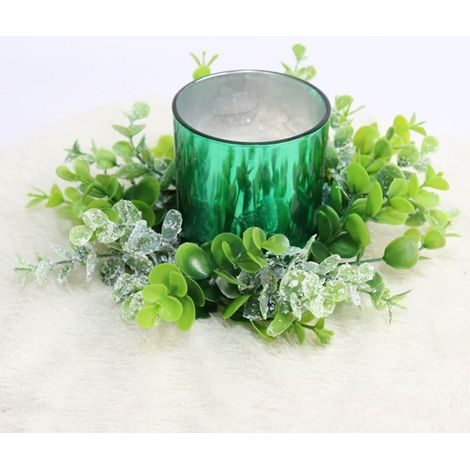 Couronne De Bougie En Feuillage Artificiel - 25 X 25 X 2 5 Cm - Pour Décoration De Table Mariage Fêtes Hivernales - 1 Pièce (1/5)
