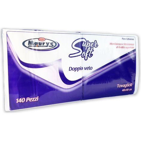 MAURY'S TOVAGLIOLI BIANCHI 40X40 CM 2 VELI SUPER SOFT 140 PZ DOPPIO VELO (1/2)
