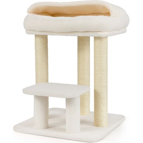 Tiragraffi di design per gatti da interno 47,5 x 47,5 x 61 cm comfort superiore finitura in pile sherpa bianco 200010161