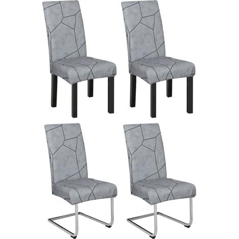 4er Set Stuhlhussen mit geometrischem Steinmuster, elastisch & waschbar (1/5)