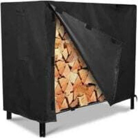 Housses pour Abri à bois de chauffage et abri à bûches d'extérieur, housse de rangement imperméable pour bois de chauffage – 244 x 61 x 107 cm – Noir (1/3)