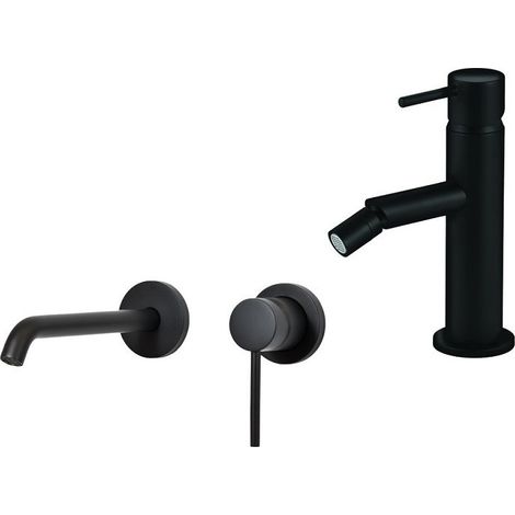 Miscelatore lavabo a parete e bidet in colore nero opaco Gattoni Easy KITEASYNO3
