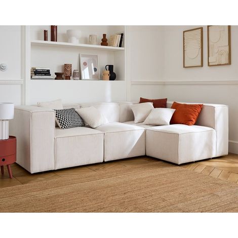 Arty - modulares ecksofa rechts 5-sitzer - cord - beige