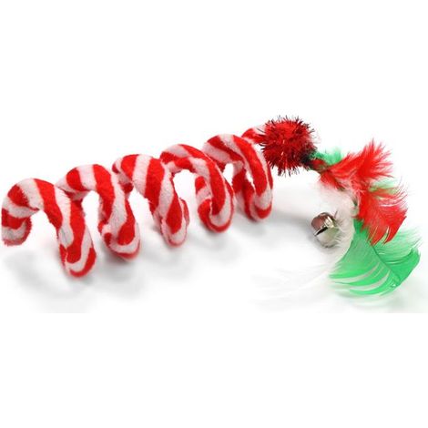 Gioco per gatti natalizio molla con piuma 10 cm