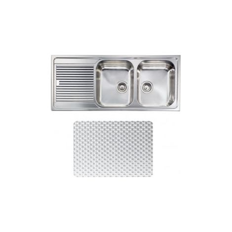 CM 011297DCSSX Zenith Lavello da incasso 2 vasche con gocciolatoio sinistro 116x50 cm Acciaio Inox AISI 304 colore Inox Antigraffio (1/5)