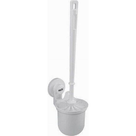 TRADE SHOP - Porta Scopino Wc A Parete Con Ventosa Scopino Bianco Accessori Da Bagno 59548 - (1/2)