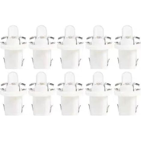 10er-Pack T5-LED-Lampen mit Fassung, 12 V BAX10d B8.5D Armaturenbrettlampen für Auto und Motorrad – Weiß (1/4)