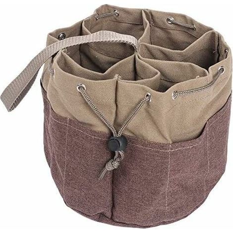 DEESSE SHOP - Sac de rangement multifonctionnel pour outils, sac à outils seau avec plusieurs poches et cordon de serrage latéral, poignée en nylon (Kaki) (1/5)