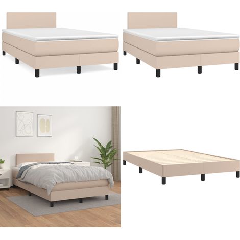 Sommier à lattes de lit matelas cappuccino 120x190cm similicuir - Matelas ensaché - Sommeil réparateur (1/5)