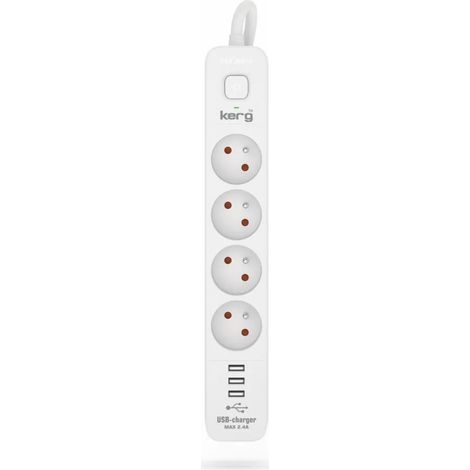 4-fach Steckdosenleiste + 3xUSB A 3 Meter 3×1,5mm² H05VV-F 16A/250V (1/3)