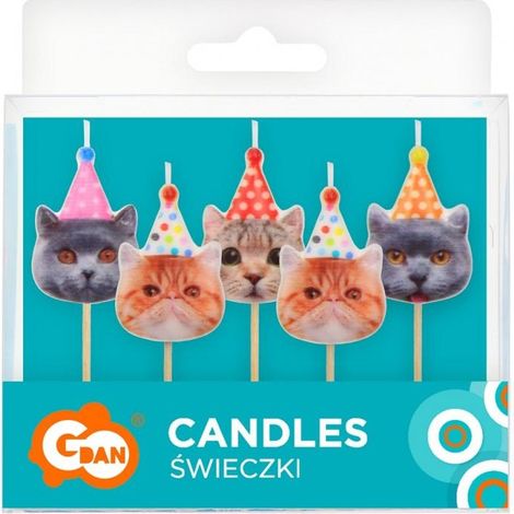 Velas aromáticas de gatos con sombrero, paquete de 5 unidades (1/2)