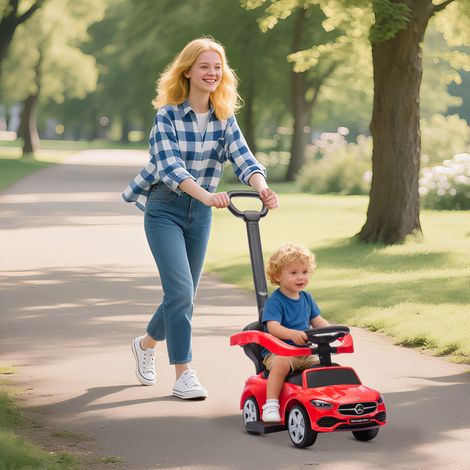 Lizenziertes Mercedes-Benz Kinder-Schiebeauto, mit abnehmbarem Griff, 91 x 40 x 83 cm, rot