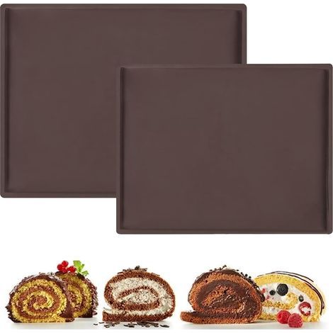 Set aus 2 wiederverwendbaren und antihaftbeschichteten Silikon-Backmatten, geeignet für rechteckige Backformen, rutschfest für Macaron- und Keksteig. (1/5)