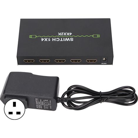 Répartiteur HDMI 4K 1 entrée 4 sorties, stable et fiable, pour ordinateur, tension 100‑240V avec prise UK (1/5)