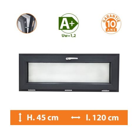 Direct Fenêtres – Châssis abattant gris anthracite 70mm – Double vitrage 4/16/4 – Isolation thermique A+ – Type d'ouverture abattant – Garantie 10 ans (1/5)