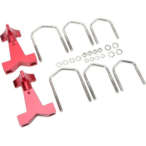 Support de cric 6061 aluminium usiné rouge anodisé pour Polaris RZR tout-terrain, adaptable tubes carrés/ronds 1 à 2,5 pouces, remplacement robuste (1/5)