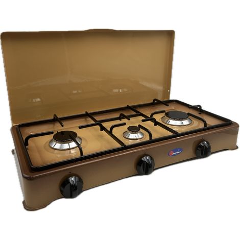 CFParker Fornello 3 Fuochi a Gas Gpl / Metano con Valvola di Sicurezza Sfumato Marrone - 5328SFGPS - Fonte di alimentazione: Metano
