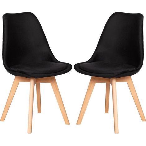 2er Set Esszimmerstühle Samt Schwarz, Massivholzbeine, Ergonomisch, bis 120 kg (1/5)