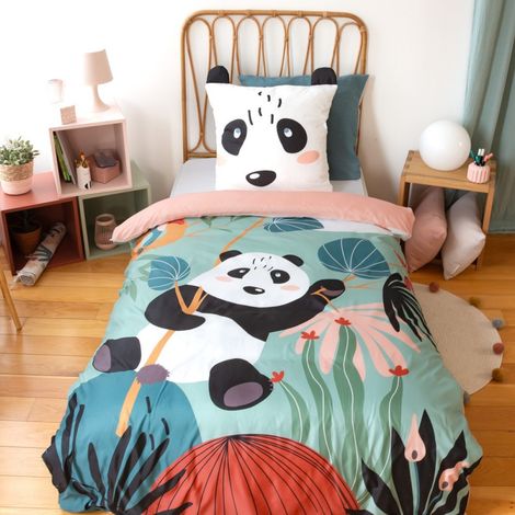 Housse de couette enfant 140x200 + 1 taie avec oreilles