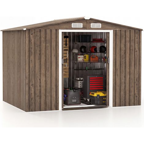 7 m³ Abri de jardin en métal 259 x 196 x 184 cm, rangement extérieur pour vélos et outils, verrouillable et ventilé (1/4)