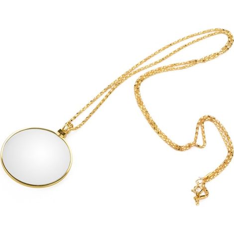 Lunette loupe monoculaire 5X avec pendentif chaîne, loupe de lecture en métal doré pour bijoux et détails, accessoire de vision portable (1/5)