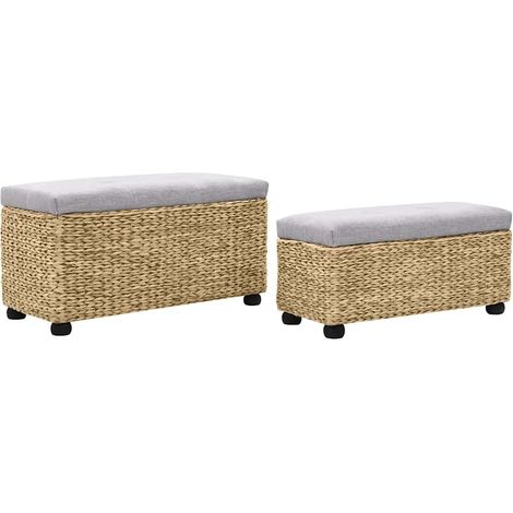 Maison Exclusive - Juego de bancos 2 piezas hierba marina gris (1/5)