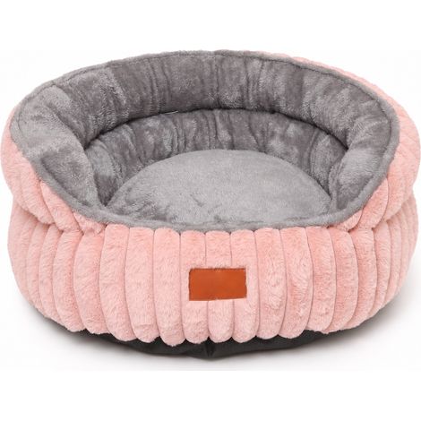 Panier Rond en Peluche pour Chats et Chiens, Épais et Chaud, Rose (1/5)