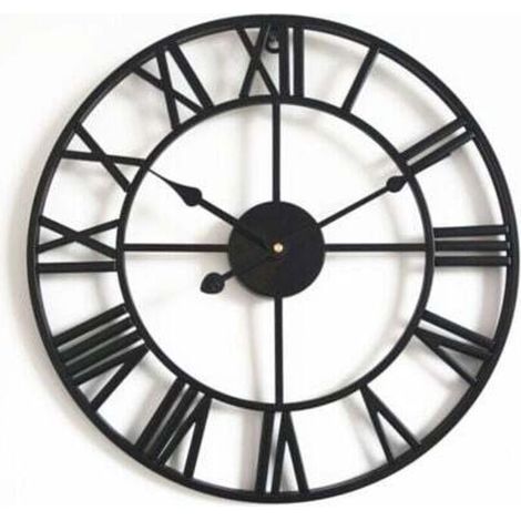 45cm Vintage Silent Wall Clock with Roman Numerals, No Ticking, Metal - Home Decor for Living Room, Kitchen, Cafe, Hotel and Office