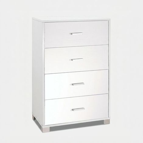Commode gain de place 4 tiroirs pour chambre Quadrante - Blanc