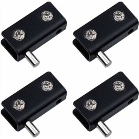 Charnières pivotantes pour porte en verre 5–6 mm – Lot de 4 clips en acier inoxydable noir avec broche réglable, sans cadre (1/5)