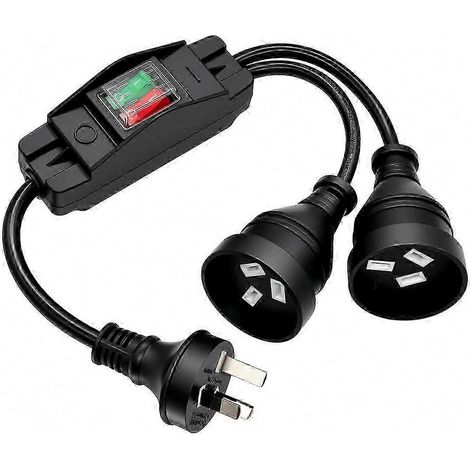 Rallonge électrique haute puissance avec interrupteur, capacité de 2500 W, âme de fil de 3 x 1 mm², adaptateur de prise et de fiche. (1/4)
