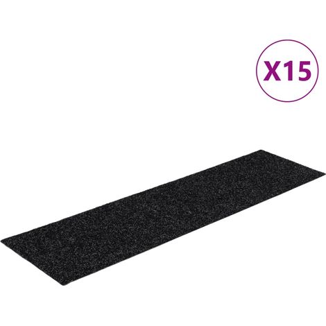 vidaXL Stair Mats Self-adhesive 15 pcs 76x20 cm Black Rectangular