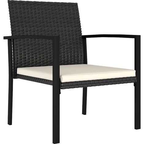 Maison Exclusive - Garten-Essstühle 4 Stk. Poly Rattan Schwarz (1/5)