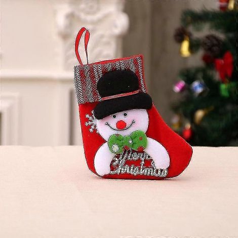 12 mini chaussettes de Noël, 15 cm, décorations de sapin de Noël 3D (Père Noël, bonhomme de neige, renne), porte-cartes cadeaux et couverts (1/5)