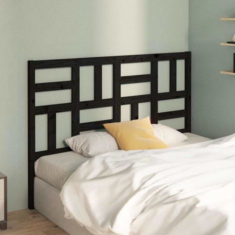 vidaXL Cabecero de cama madera maciza de pino negro 126x4x104 cm (1/5)