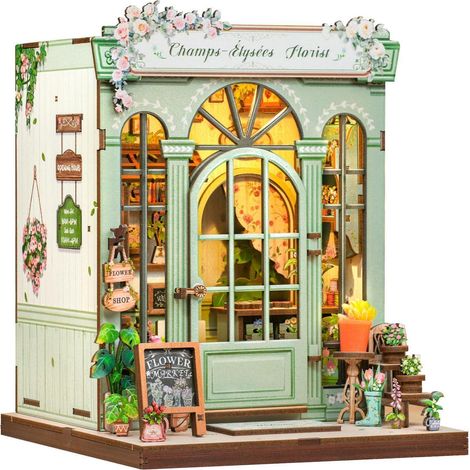 DIY Miniaturhaus Bausatz mit LED Beleuchtung, Bücherregal Deko, Geschenk für Frauen & Mädchen (1/5)
