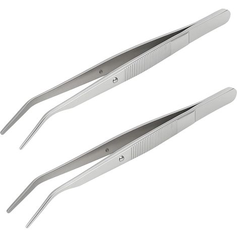 2 PCS Stainless Steel Tweezer, Kitchen Tongs for Meat Barbecue Decoration,Pince De Cuisine Pour Pince De Précision Droite Et Courbée Pour Cuisson, Pince Brucelle (1/5)