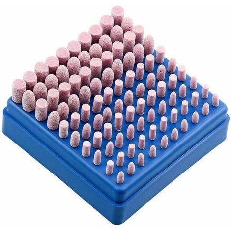 Ensemble de 100 pierres de polissage à embouts ronds et coniques pour outils rotatifs Dremel Tige de 3 mm (1/5)