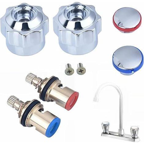 6 Pièces Tête a Disques Céramique, 1/2" Cartouches Céramique Universelles de Rechange, Tête À Disques Pour Robinet, Pour Maison Salle de Bain Chaud et Froid (1/5)