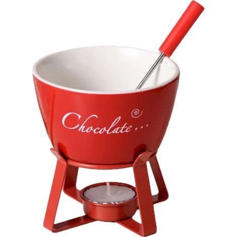 Tasses à fondue – Mini ensemble en céramique avec fourchette Tasses à fondre le chocolat, pour Noël, fête d'anniversaire, camping, pique-nique, maison, dessert au beurre, au fromage et caramel - Roug (1/5)