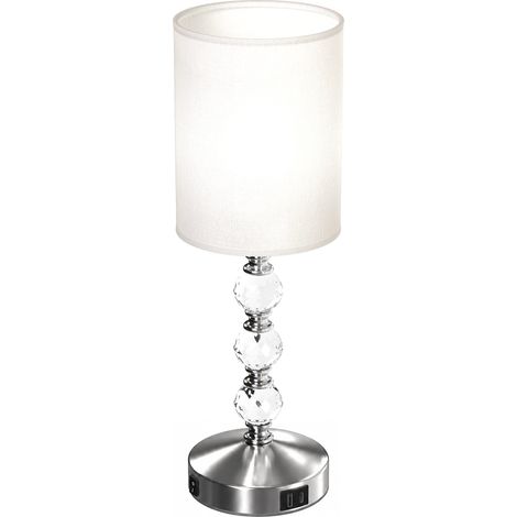 HOMCOM Bedside Lamp, Crystal Decoration Table Lamp, PVC shade, Silver Tone (1/4)