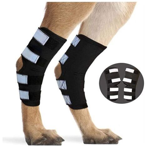 1 paire d'attelles pour pattes arrière de chien, support d'articulation du jarret arrière pour chien avec sangles réfléchissantes de sécurité pour la protection contre les blessures articulaires et le (1/4)