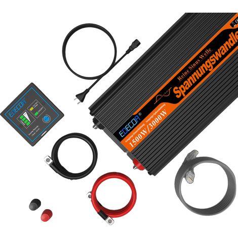 Inverter CC/CA, uscita a onda sinusoidale pura, carico ad alta efficienza, 1500 W, 12 V, 220-240 V (1/2)