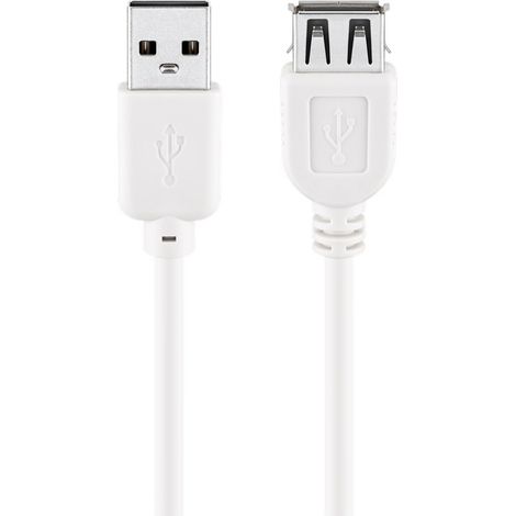 Goobay USB 2.0 A M/F 1.8m - Cable USB (1,8 m, USB A, USB A, 2.0, Macho/Hembra, Blanco)